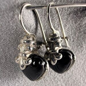 Heart Shaped Silver Set with Black Onyx Stone Earrings